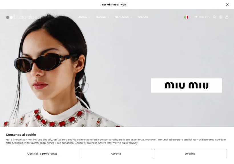 Schermata della pagina offerta di Ottica Galano