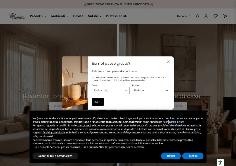 Schermata della pagina offerta di Mobili Rebecca