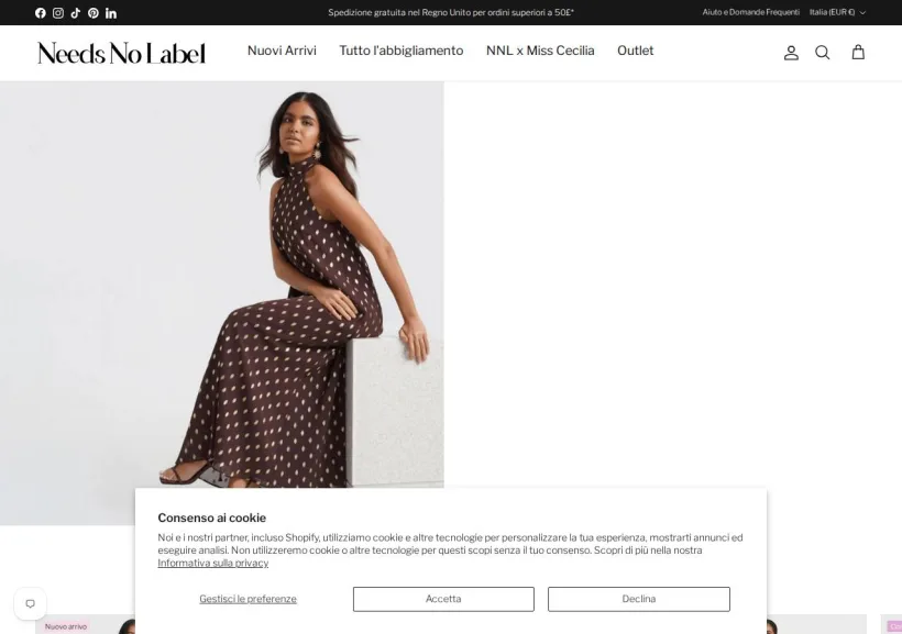 Schermata della pagina offerta di Needs No Label