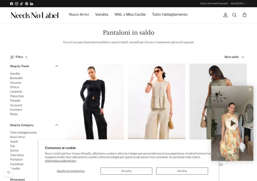 Schermata della pagina offerta di Needs No Label