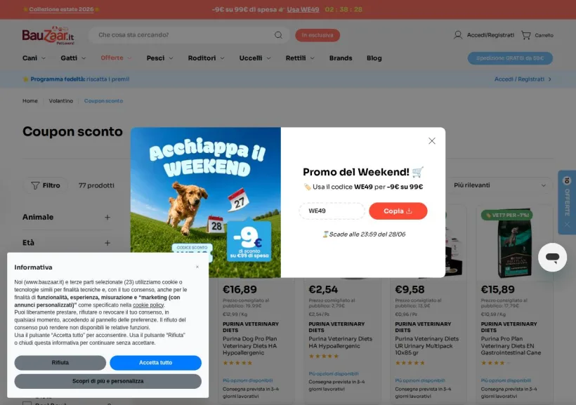Schermata della pagina offerta di Bauzaar