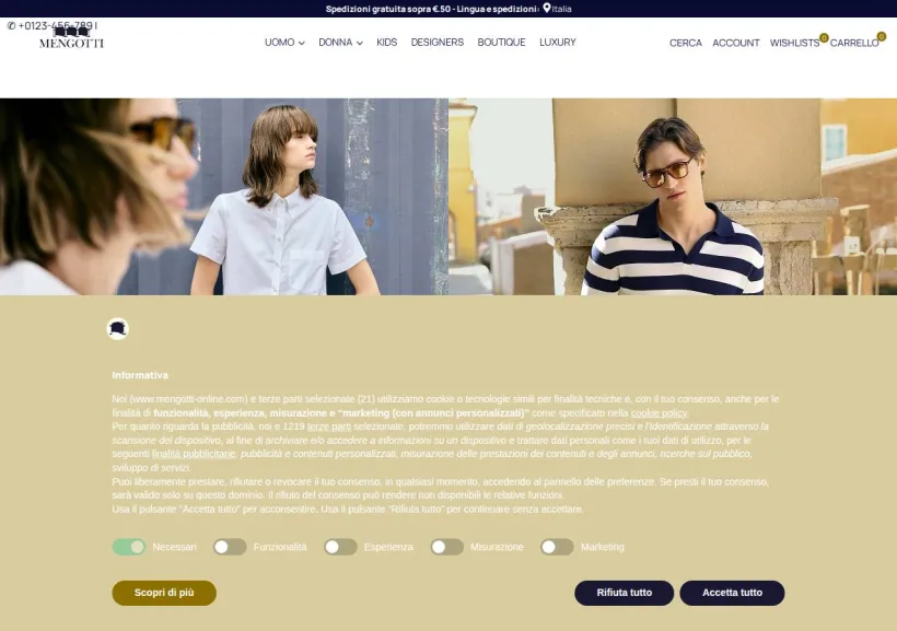 Schermata della pagina offerta di MENGOTTI