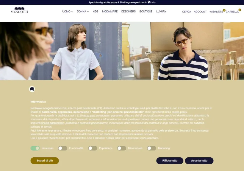 Schermata della pagina offerta di MENGOTTI
