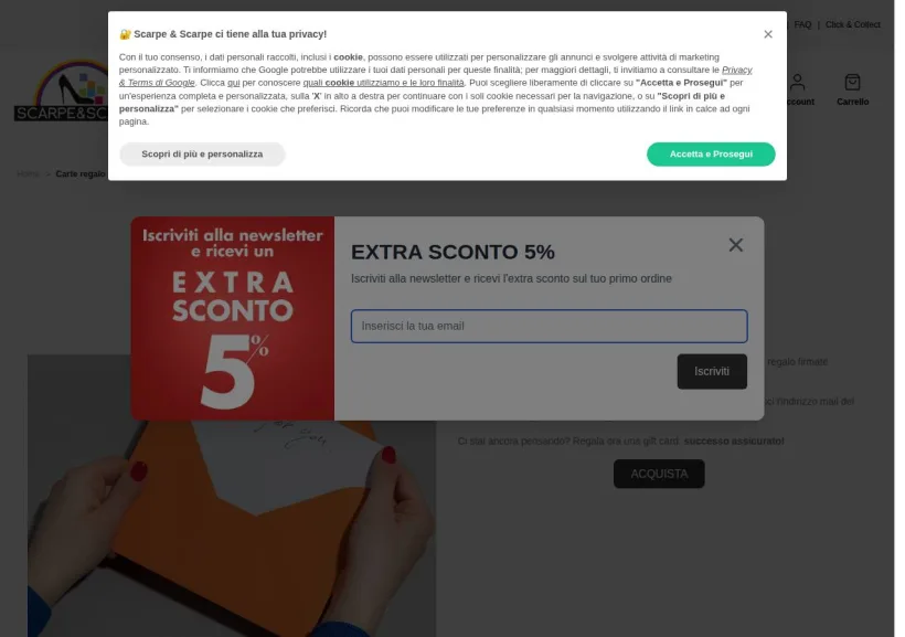 Schermata della pagina offerta di Scarpe&Scarpe