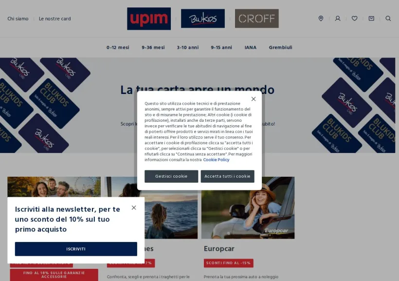 Schermata della pagina offerta di Blu Kids