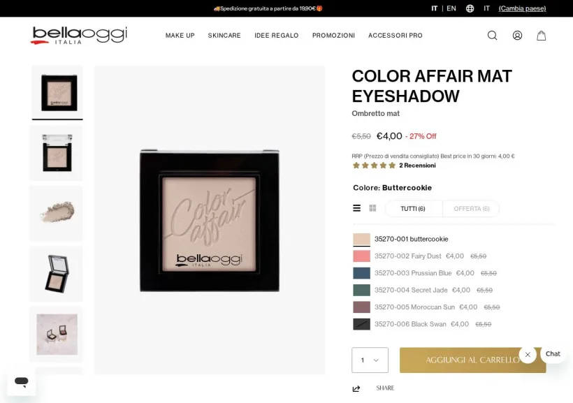 Schermata della pagina offerta di bellaoggi
