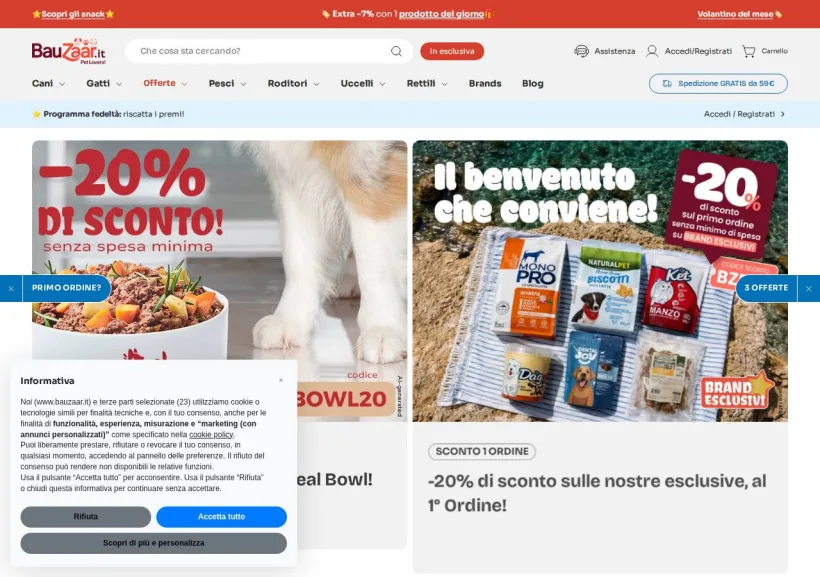 Schermata della pagina offerta di Bauzaar