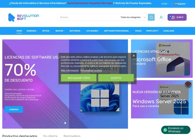 Schermata della pagina offerta di Revolution Soft