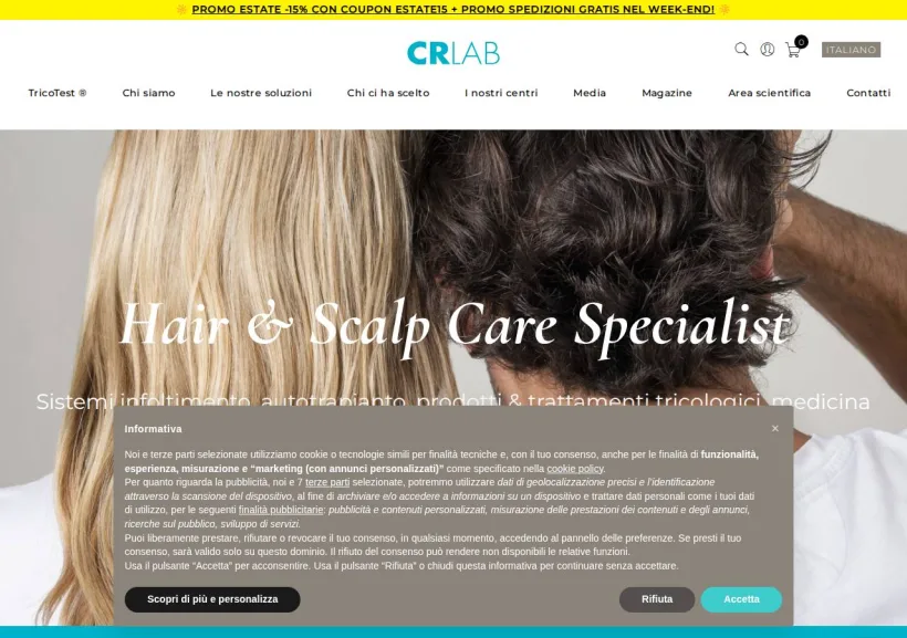Schermata della pagina offerta di CRLab