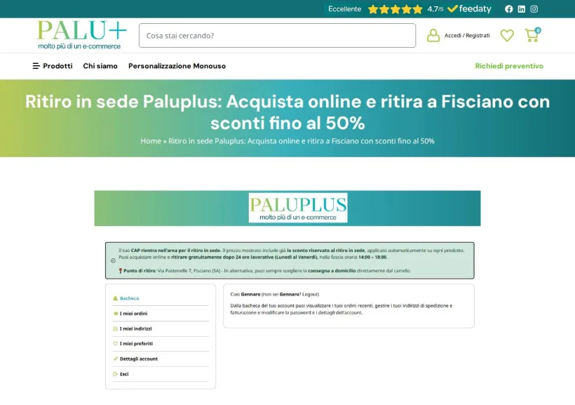 Schermata della pagina offerta di PaluPlus