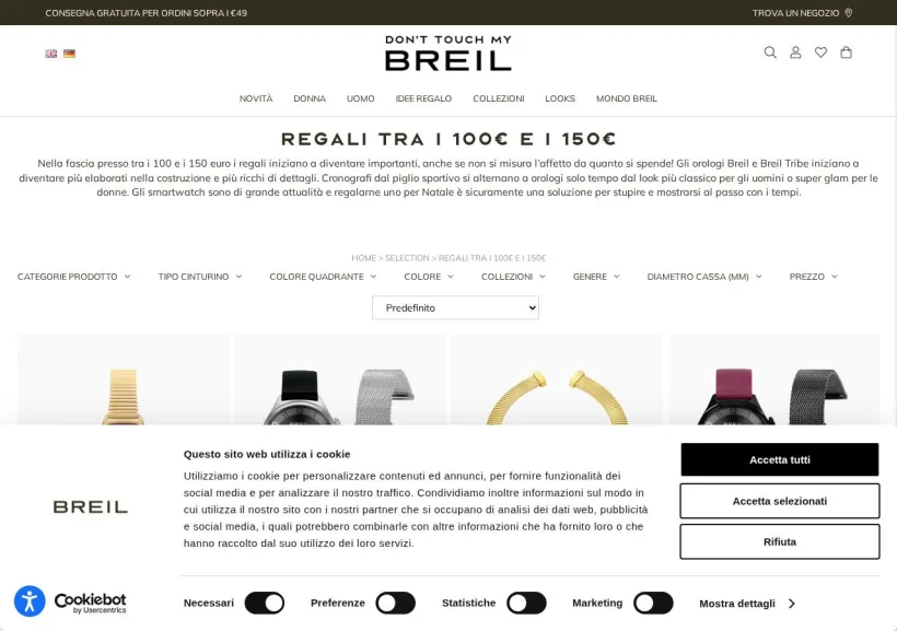 Schermata della pagina offerta di Breil