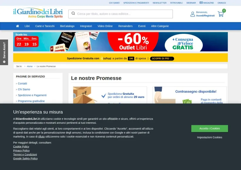 Schermata della pagina offerta di Il Giardino dei Libri