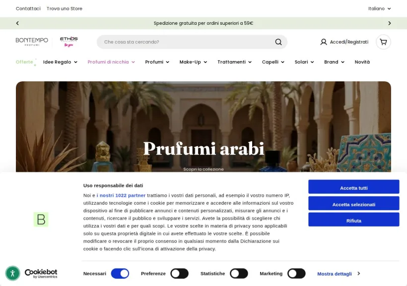 Schermata della pagina offerta di Bontempo Profumi