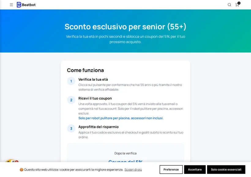 Schermata della pagina offerta di Beatbot