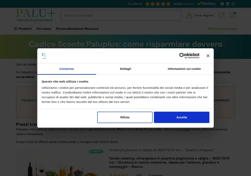 Schermata della pagina offerta di PaluPlus