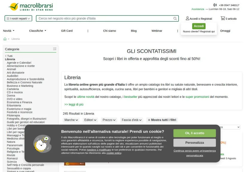 Schermata della pagina offerta di Macrolibrarsi