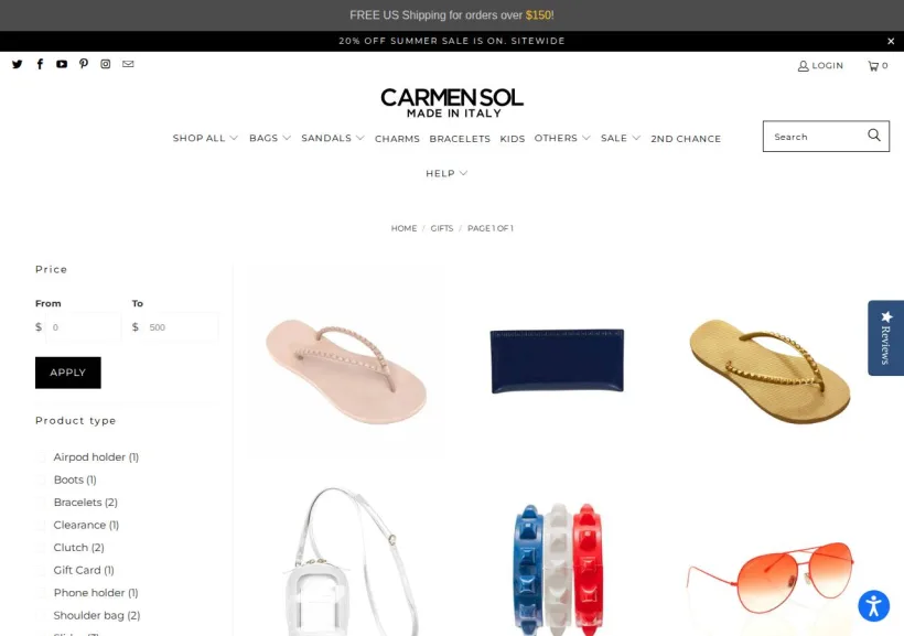 Schermata della pagina offerta di Carmen Sol