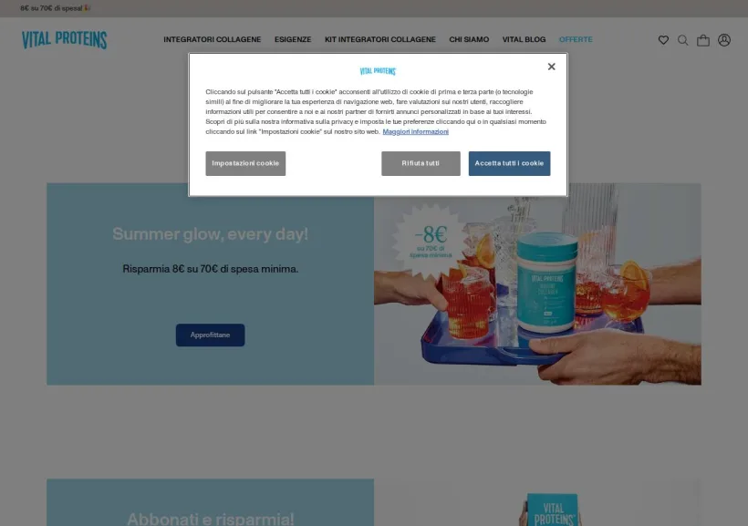 Schermata della pagina offerta di Vital Proteins