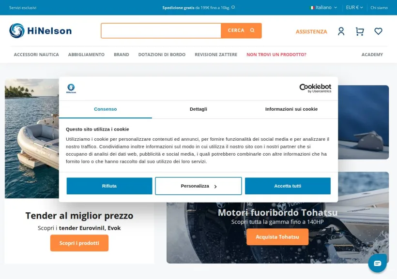 Schermata della pagina offerta di HiNelson