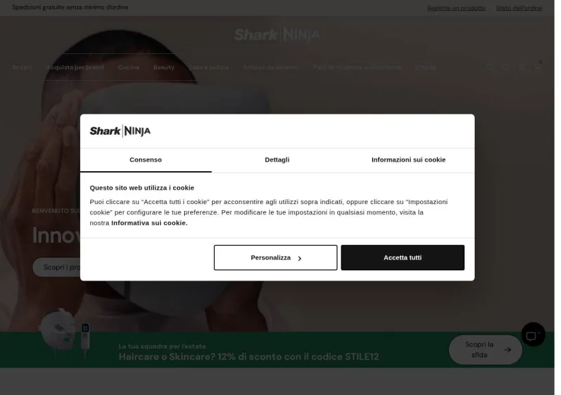 Schermata della pagina offerta di Ninja Kitchen