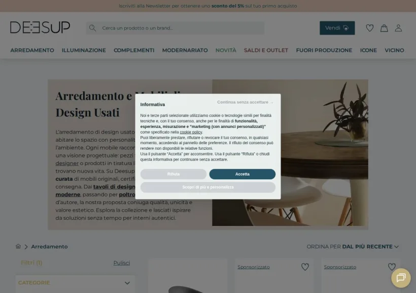 Schermata della pagina offerta di Deesup