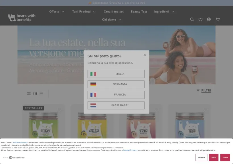 Schermata della pagina offerta di Bears with Benefits