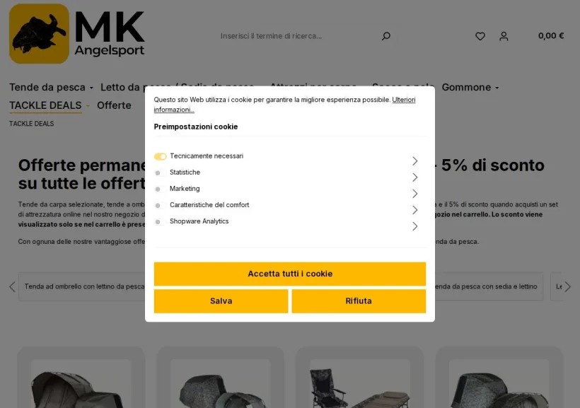 Schermata della pagina offerta di MK Pesca