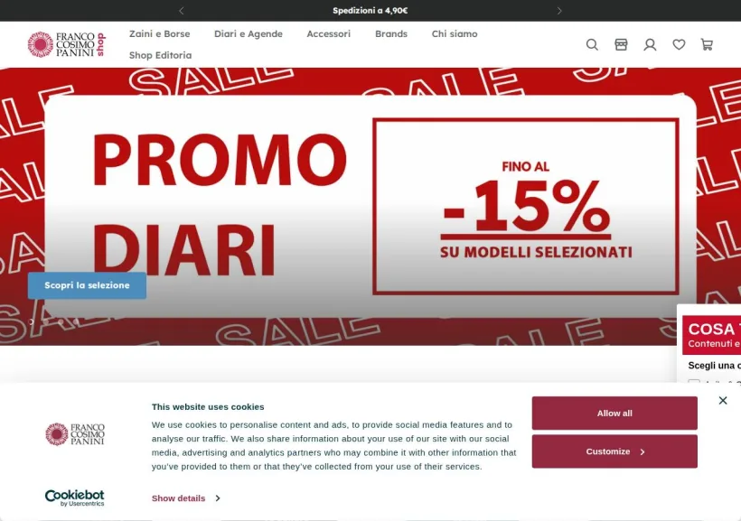 Schermata della pagina offerta di Comix Panini