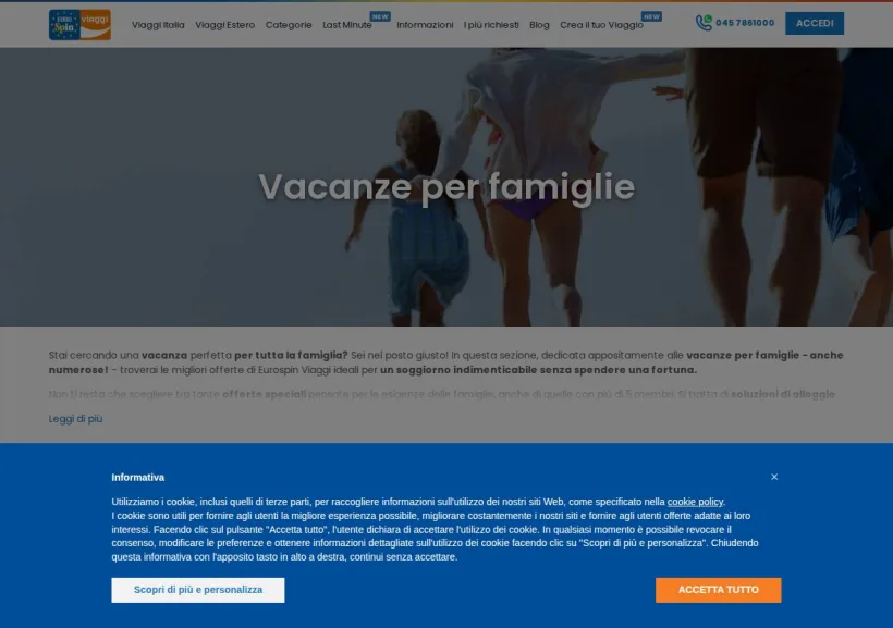 Schermata della pagina offerta di Eurospin Viaggi