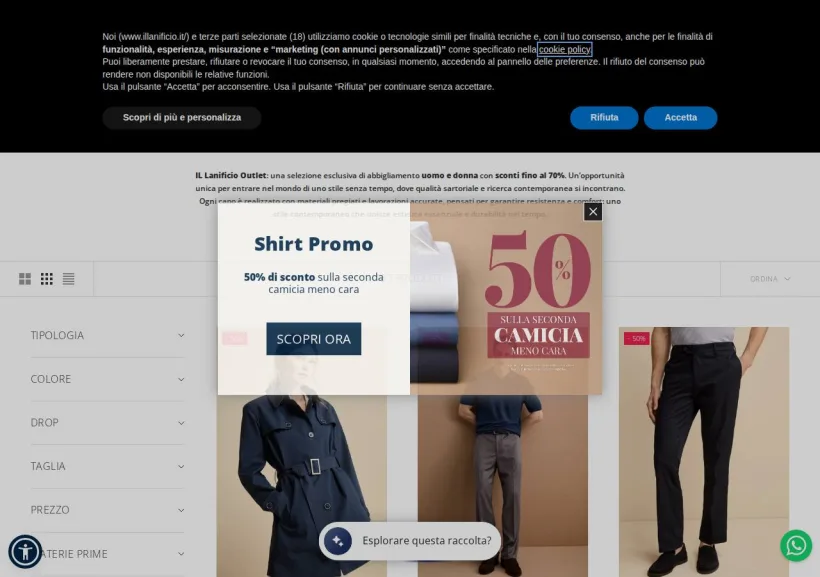 Schermata della pagina offerta di Il Lanificio