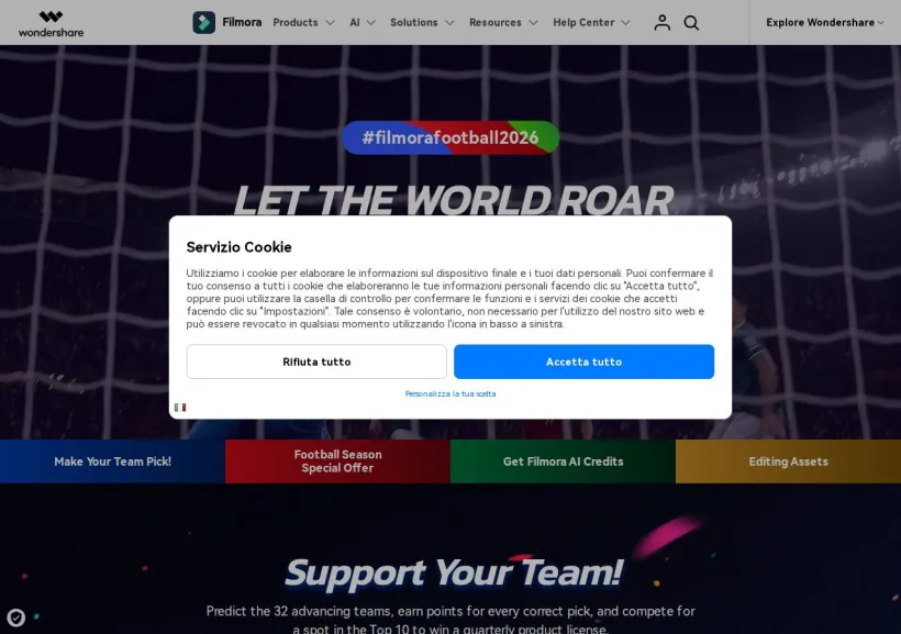 Schermata della pagina offerta di Wondershare