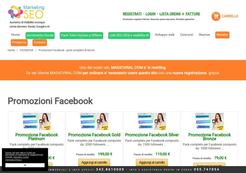 Schermata della pagina offerta di Marketing-seo.it AI service
