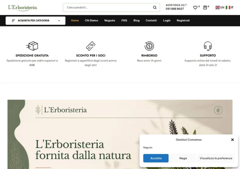 Schermata della pagina offerta di L'Erboristeria Monreale