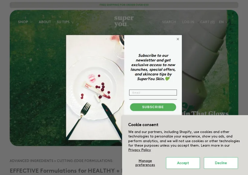 Schermata della pagina offerta di SuperYou