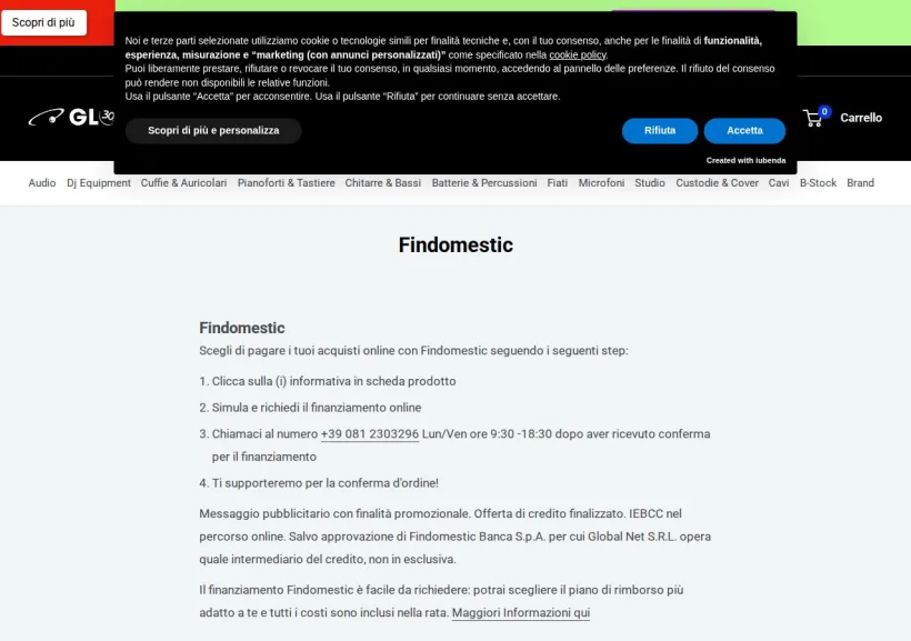 Schermata della pagina offerta di GLOBAL NET