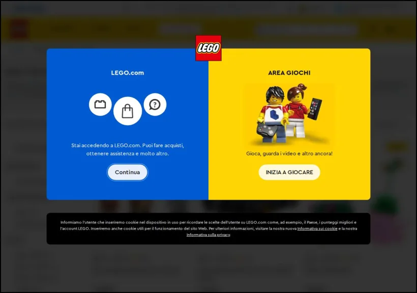Schermata della pagina offerta di LEGO