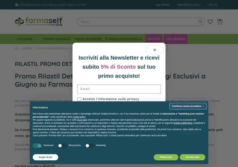 Schermata della pagina offerta di Farmaself