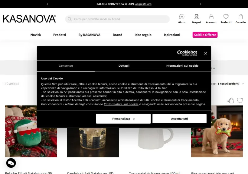 Schermata della pagina offerta di Kasanova