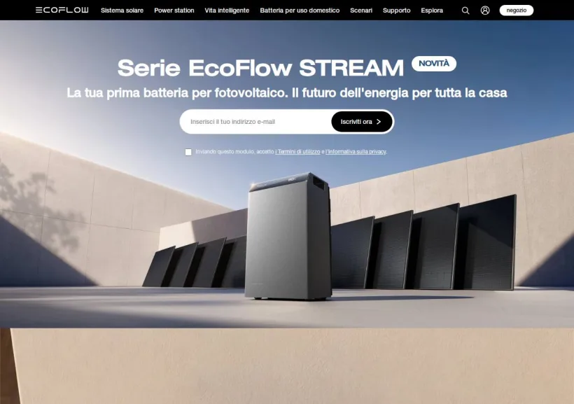 Schermata della pagina offerta di EcoFlow Italia