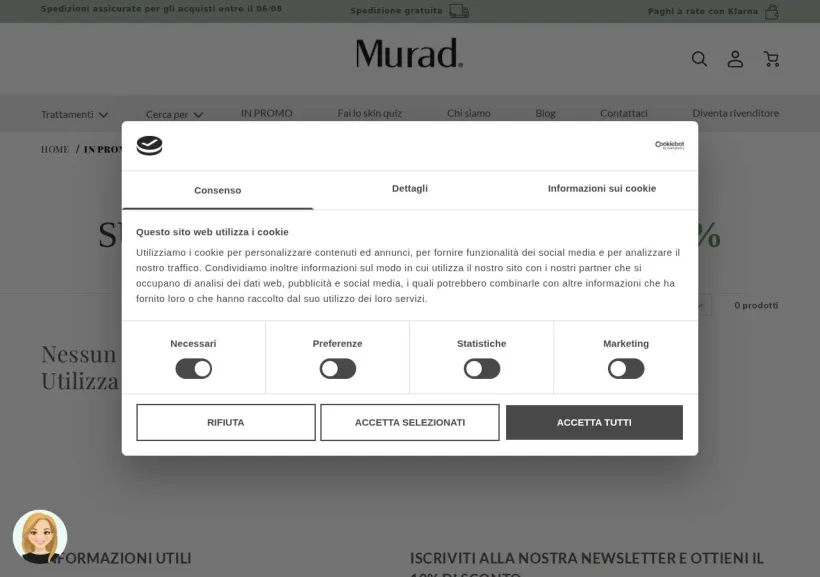 Schermata della pagina offerta di Murad