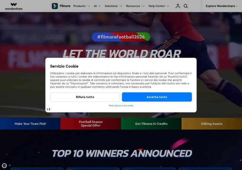 Schermata della pagina offerta di Wondershare