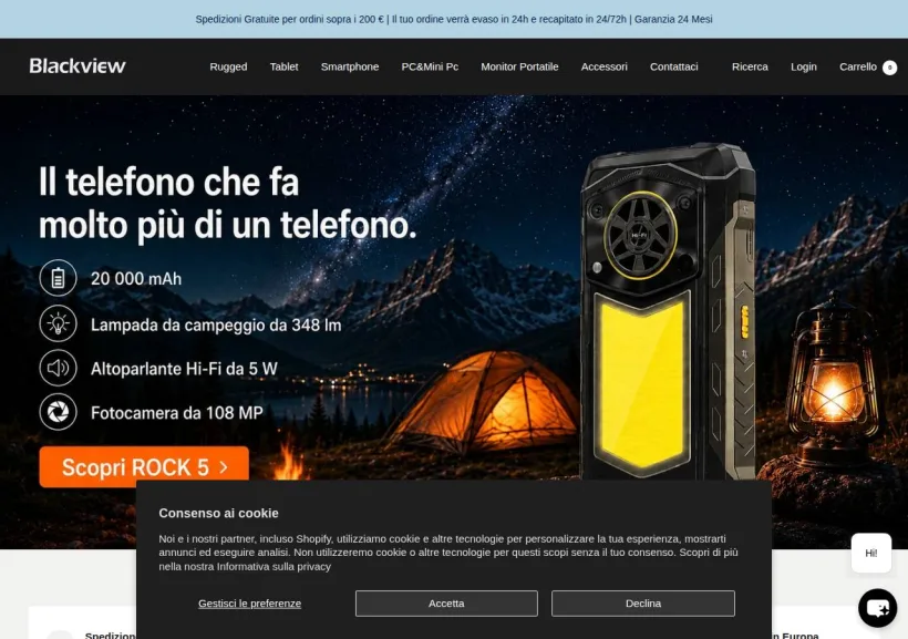 Schermata della pagina offerta di Blackview