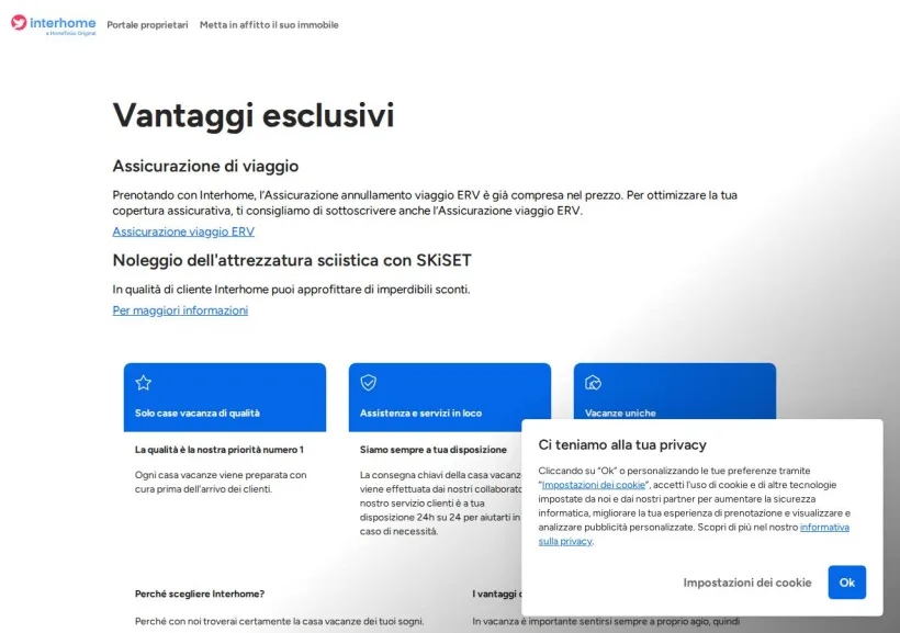 Schermata della pagina offerta di Interhome