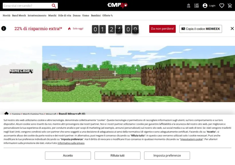 Schermata della pagina offerta di EMP Italia