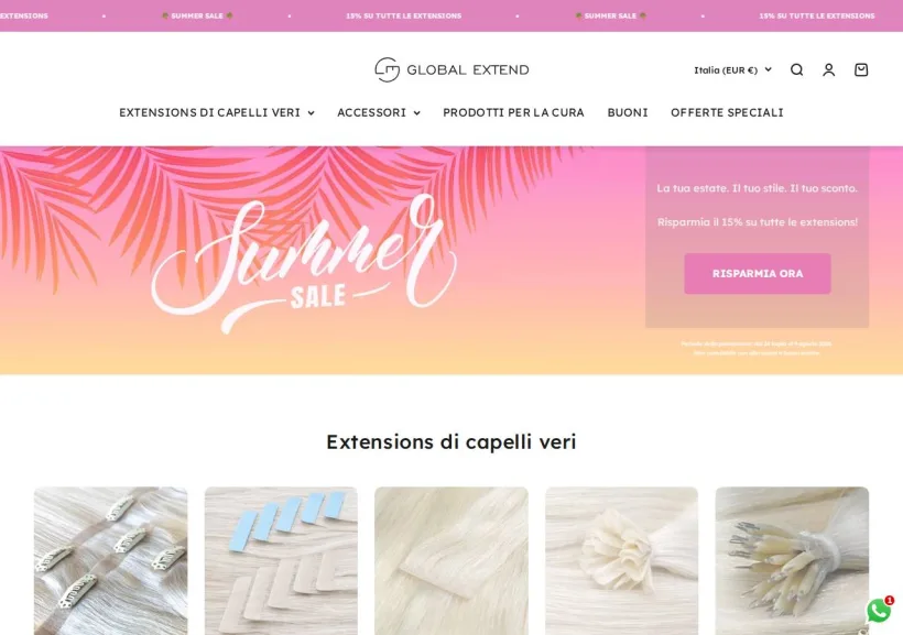 Schermata della pagina offerta di Global Extend