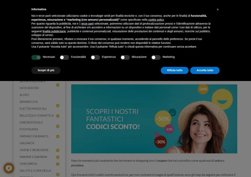 Schermata della pagina offerta di FarmaWeb