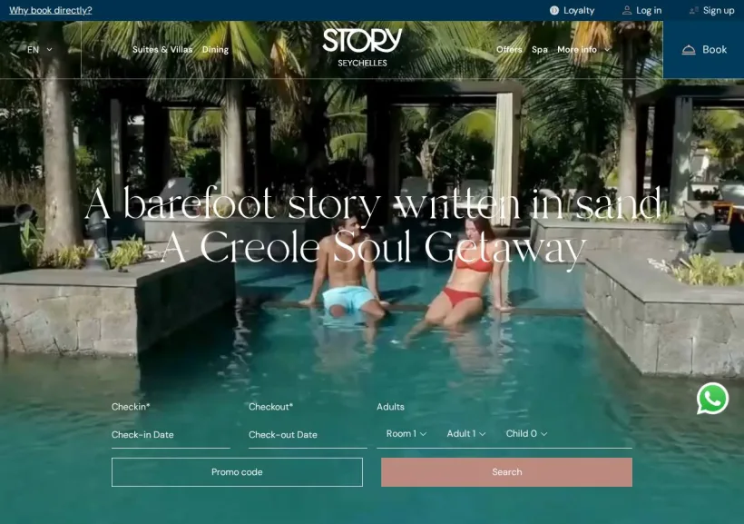 Schermata della pagina offerta di Story Seychelles