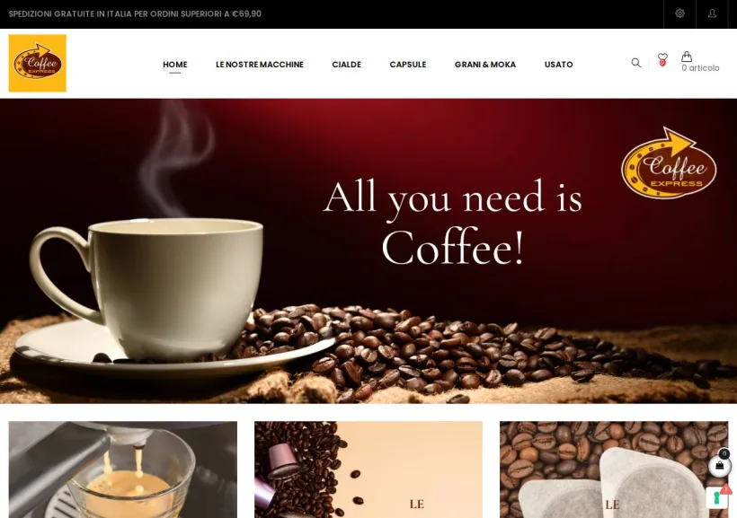 Schermata della pagina offerta di Coffee Express