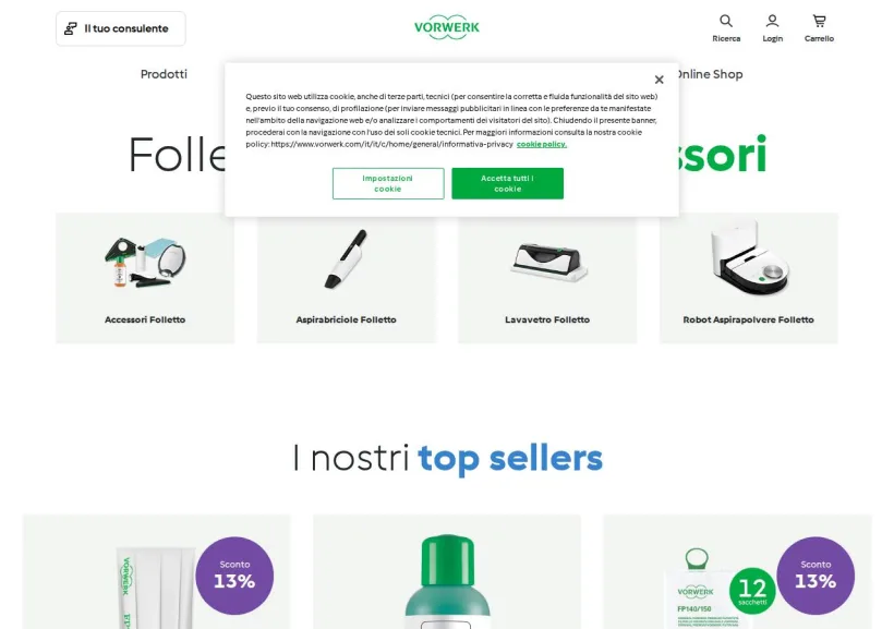 Schermata della pagina offerta di Folletto
