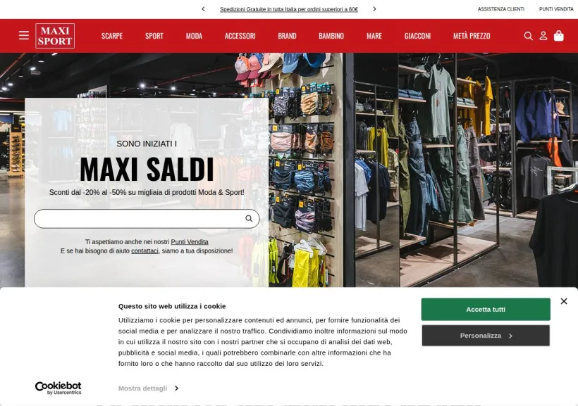 Schermata della pagina offerta di Maxi Sport